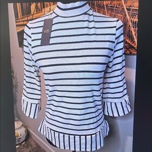W5 Women's Black and White Striped Top
